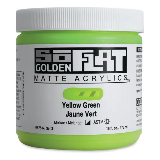 Golden SoFlat Matte Acrylic Paint - Yellow Green, 473 ml, Jar {1}