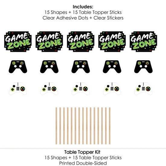 Big Dot of Happiness Game Zone - Pixel Video Game Party or Birthday Party Centerpiece Sticks - Table Toppers - Set of 15 {7}