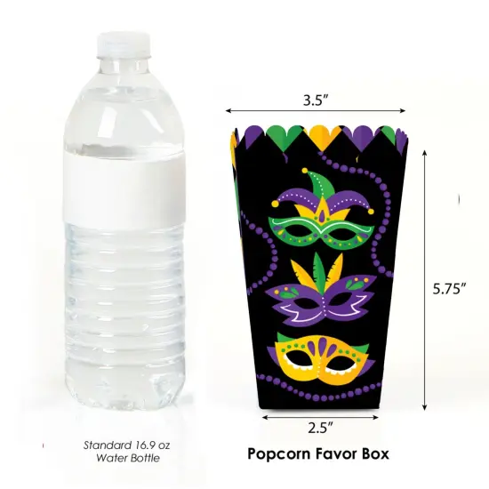 Big Dot of Happiness Colorful Mardi Gras Mask - Masquerade Party Favor Popcorn Treat Boxes - Set of 12 {3}