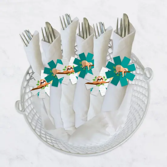 Big Dot of Happiness Let&rsquo;s Hang - Sloth - Baby Shower or Birthday Party Paper Napkin Holder - Napkin Rings - Set of 24 {4}