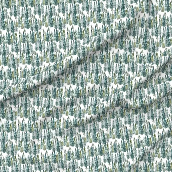 Various Fabrics by the Yard or Fat Quarter Woodland Pine Trees White Winter Christmas Snowy Watercolor Green Holiday Forest Custom Printed Fabric by Spoonflower {6}