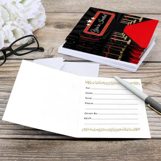 Big Dot of Happiness Red Carpet - Fill In Movie Night Party Invitations (8 count) {6}