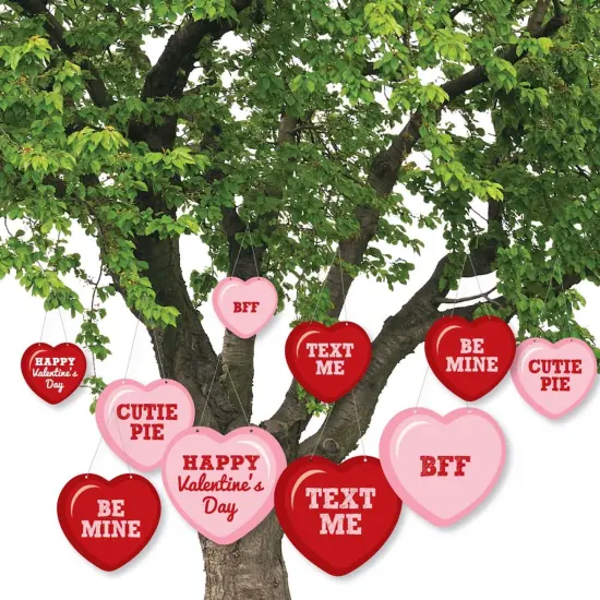 Big Dot of Happiness Hanging Conversation Hearts - Hanging Conversation Hearts - Outdoor Hanging Decor - Valentine's Day Party Decorations - 10 Pieces {3}