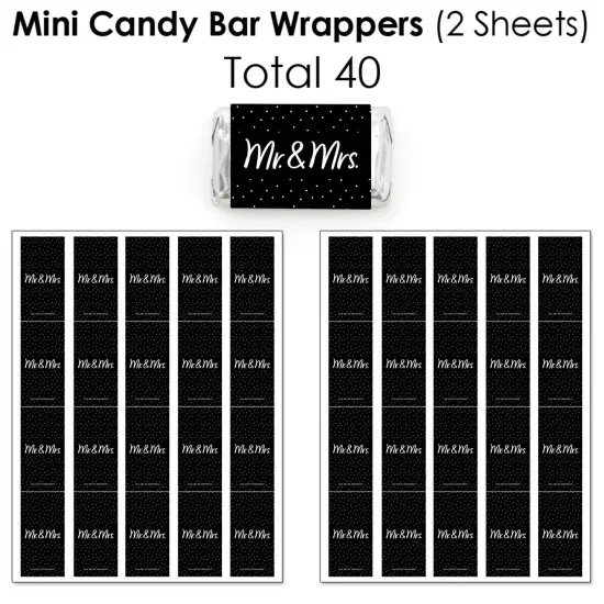 Big Dot of Happiness Mr. and Mrs. - Black and White Wedding or Bridal Shower Candy Favor Sticker Kit - 304 Pieces {4}