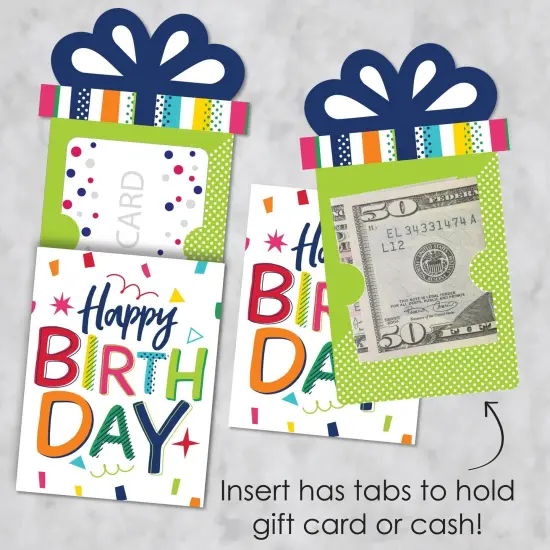 Big Dot of Happiness Cheerful Happy Birthday - Colorful Birthday Party Money and Gift Card Sleeves - Nifty Gifty Card Holders - Set of 8 {4}