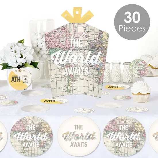 Big Dot of Happiness World Awaits - Travel Themed Party Decor and Confetti - Terrific Table Centerpiece Kit - Set of 30 {3}