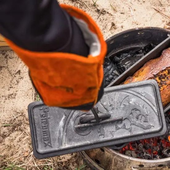 Petromax Universal Steel Lid Lifter for Dutch Ovens, Outdoor Camp Cooking Utensil for Handling Hot Campfire Cookware Lids, 13.8" Long {7}