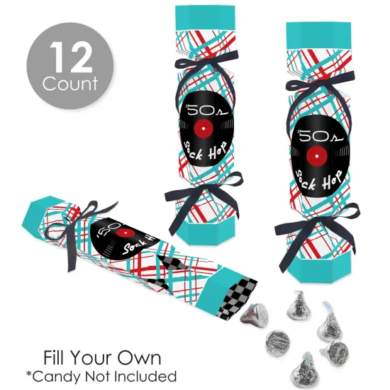 Big Dot of Happiness 50's Sock Hop - No Snap 1950s Rock N Roll Party Table Favors - DIY Cracker Boxes - Set of 12 {4}
