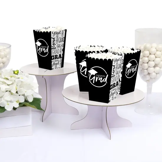 Big Dot of Happiness Black and White Graduation Party Favor Popcorn Treat Boxes - Set of 12 {4}