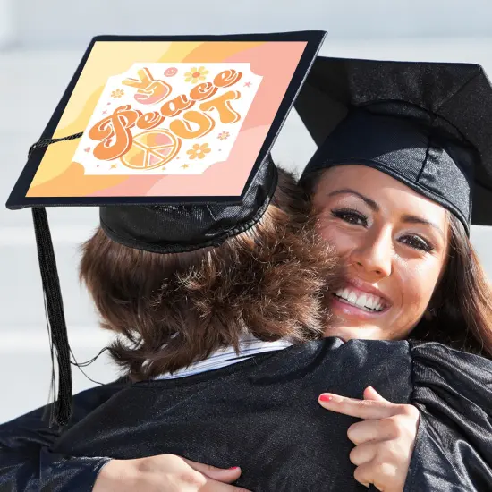 Big Dot of Happiness Peace Out - Groovy Hippie Graduation Cap Decorations Kit - Grad Cap Cover {3}