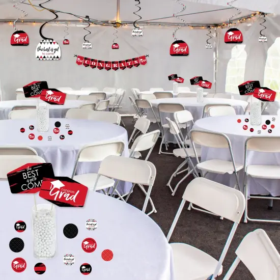 Big Dot of Happiness Red Grad - Best is Yet to Come - Red Graduation Party Supplies Decoration Kit - Decor Galore Party Pack - 51 Pieces {4}
