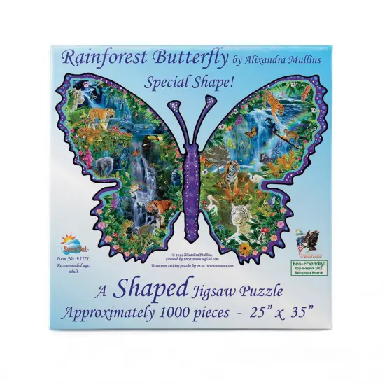 Sunsout Rainforest Butterfly 1000 pc Special Shape Jigsaw Puzzle 95571 {4}
