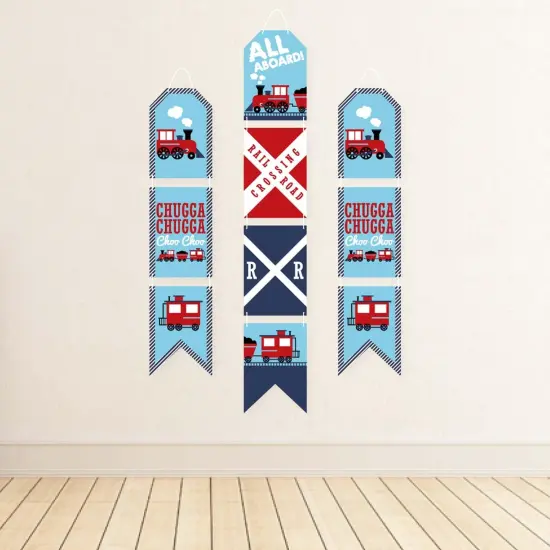 Big Dot of Happiness Railroad Party Crossing - Hanging Vertical Paper Door Banners - Steam Train Party Wall Decor Kit- Indoor Door Decor {4}