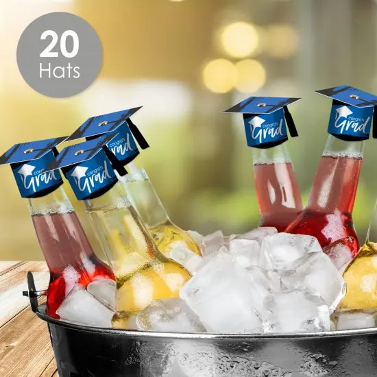 Big Dot of Happiness Blue Grad - Best is Yet to Come - DIY Grad Cap Royal Blue Graduation Party Bottle Topper Decorations - Set of 20 {3}