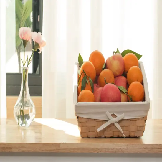 Wooden Angled Display Basket with Fabric Liner for Storage and Display {5}