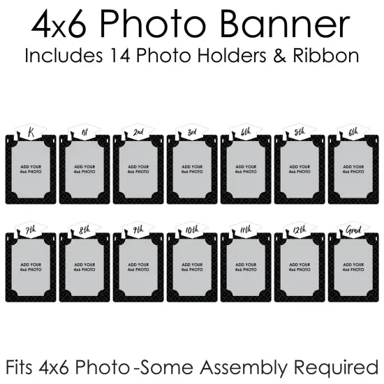 Big Dot of Happiness Black and White Grad - Best is Yet to Come - DIY Graduation Party Decor - K-12 School Picture Display - Photo Banner {6}