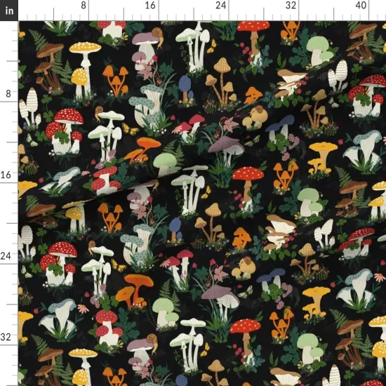 Various Fabrics by the Yard or Fat Quarter Mushroom Garden Mushrooms Custom Printed Fabric by Spoonflower {1}
