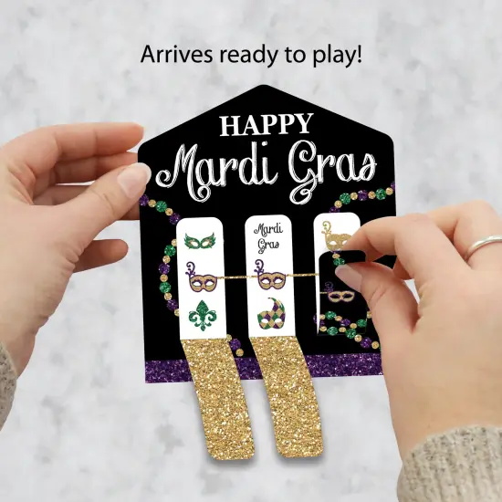 Big Dot of Happiness Mardi Gras - Masquerade Party Game Pickle Cards - Pull Tabs 3-in-a-Row - Set of 12 {3}