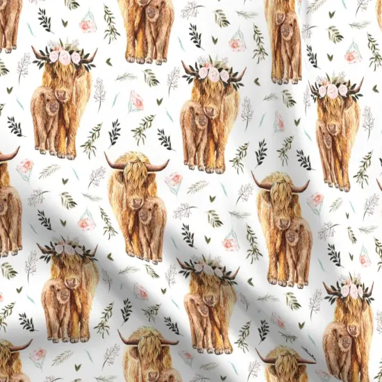 Various Fabrics by the Yard or Fat Quarter Highland Cow Scottish Shaggy Floral Baby Calf Spring Cattle Custom Printed Fabric by Spoonflower {5}