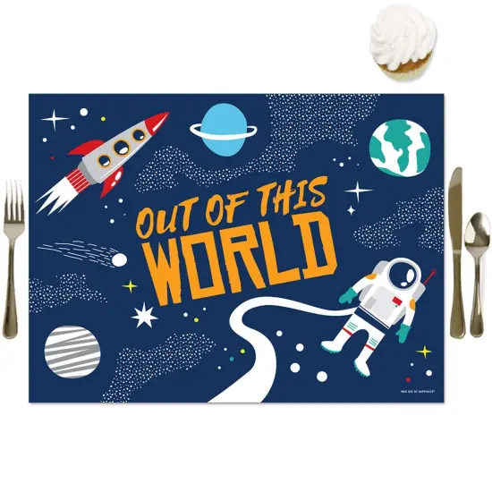 Big Dot of Happiness Blast Off to Outer Space - Party Table Decorations - Rocket Ship Baby Shower or Birthday Party Placemats - Set of 16 {1}