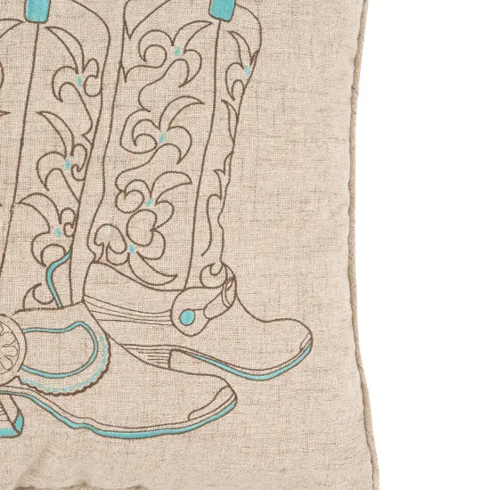Cowboy Boots Embroidered Throw Pillow, 18" x 18" {3}