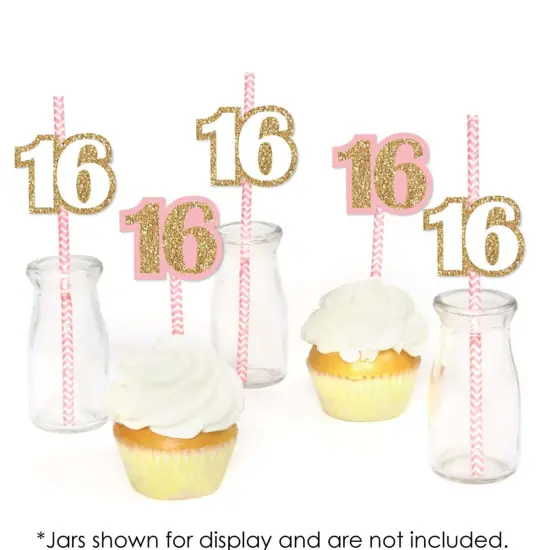 Big Dot of Happiness Sweet 16 - Paper Straw Decor - Birthday Party Striped Decorative Straws - Set of 24 {6}