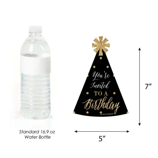 Big Dot of Happiness Chic Happy Birthday - Pink Black & Gold - Shaped Fill-in Invitations - Birthday Party Invitation Cards with Envelopes - Set of 12 {7}