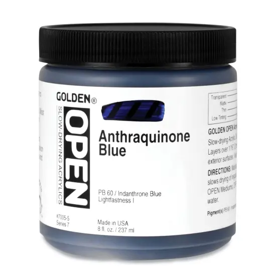 Golden Open Acrylics - Anthraquinone Blue, 8 oz Jar {1}