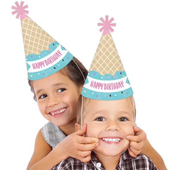Big Dot of Happiness Scoop Up The Fun - Ice Cream - Cone Happy Birthday Party Hats for Kids and Adults - Set of 8 (Standard Size) {3}