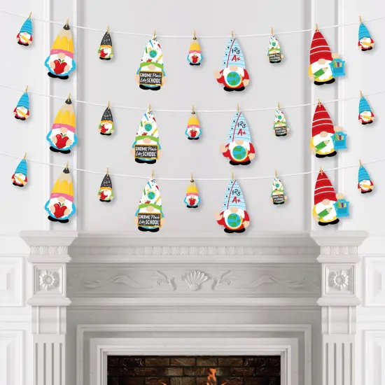 Big Dot of Happiness School Gnomes - Teacher and Classroom DIY Decorations - Clothespin Garland Banner - 44 Pieces {4}