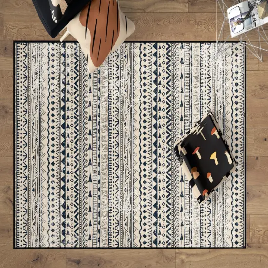 Deerlux Boho Living Room Area Rug with Nonslip Backing, Bohemian Tribal Print Pattern {2}