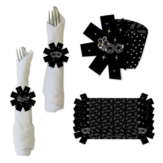 Big Dot of Happiness Masquerade - Mask Party Paper Napkin Holder - Napkin Rings - Set of 24 {1}