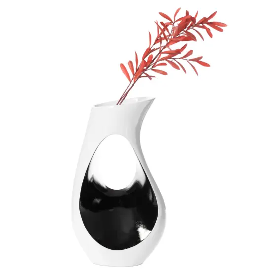 Modern floor vase, White Unique Trumpet Floor Vase, Home Interior Decoration, Modern Floor Vase, Tall Floor Vases for Entryway and Living Room And Office {1}