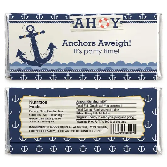 Big Dot of Happiness Ahoy - Nautical - Candy Bar Wrappers Baby Shower or Birthday Party Favors - Set of 24 {3}