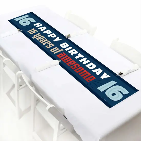 Big Dot of Happiness Boy 16th Birthday - Happy Birthday Sweet Sixteen Decorations Party Banner {7}