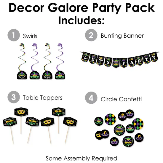 Big Dot of Happiness Colorful Mardi Gras Mask - Masquerade Party Supplies Decoration Kit - Decor Galore Party Pack - 51 Pieces {3}