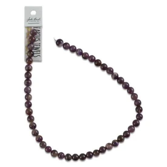John Bead Earth's Jewels Amethyst Beads - Dark, Round, 8 mm, 16" Strand {1}