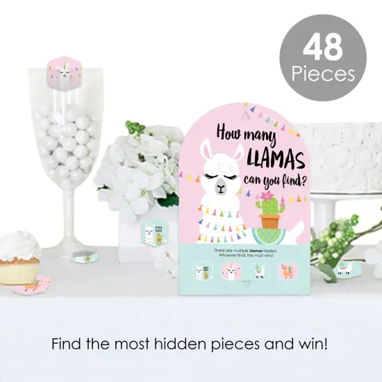 Big Dot of Happiness Whole Llama Fun - Llama Fiesta Baby Shower or Birthday Party Scavenger Hunt - 1 Stand and 48 Game Pieces - Hide and Find Game {3}