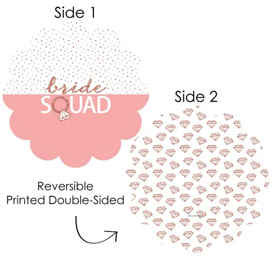 Big Dot of Happiness Bride Squad - Rose Gold Bridal Shower or Bachelorette Party Round Table Decorations - Paper Chargers - Place Setting For 12 {4}