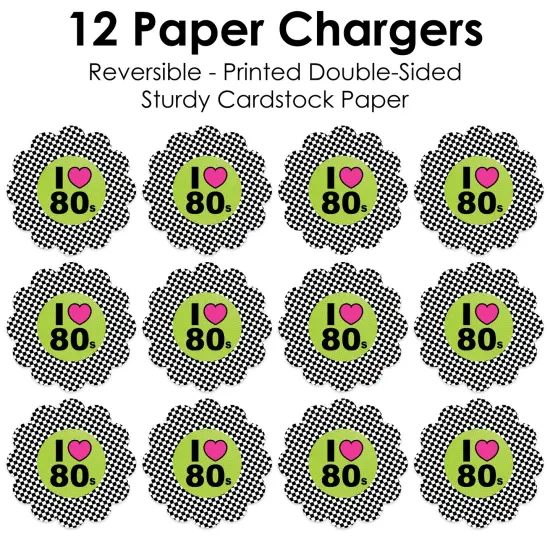 Big Dot of Happiness 80&rsquo;s Retro - Totally 1980s Party Round Table Decorations - Paper Chargers - Place Setting For 12 {7}
