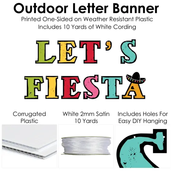 Big Dot of Happiness Let's Fiesta - Large Fiesta Decorations - Let's Fiesta - Outdoor Letter Banner {6}