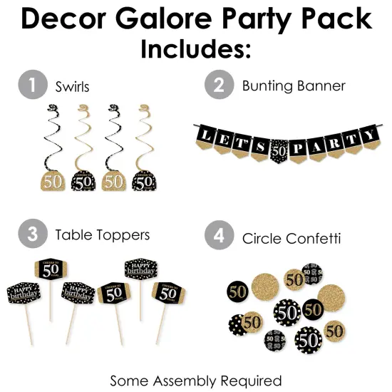 Big Dot of Happiness Adult 50th Birthday - Gold - Birthday Party Supplies Decoration Kit - Decor Galore Party Pack - 51 Pieces {3}