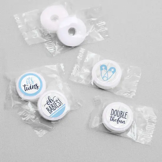 Big Dot of Happiness It's Twin Boys&nbsp; - Blue Twins Baby Shower Round Candy Sticker Favors - Labels Fits Chocolate Candy (1 sheet of 108) {4}