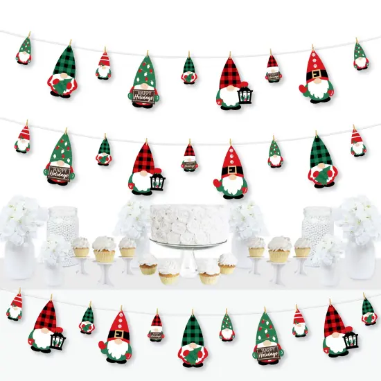 Big Dot of Happiness Red and Green Holiday Gnomes - Christmas Party DIY Decorations - Clothespin Garland Banner - 44 Pieces {1}