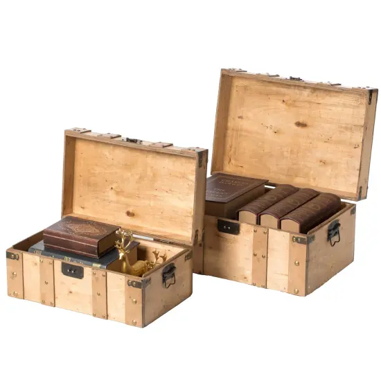 Natural Wooden Style Trunk with Handles {1}