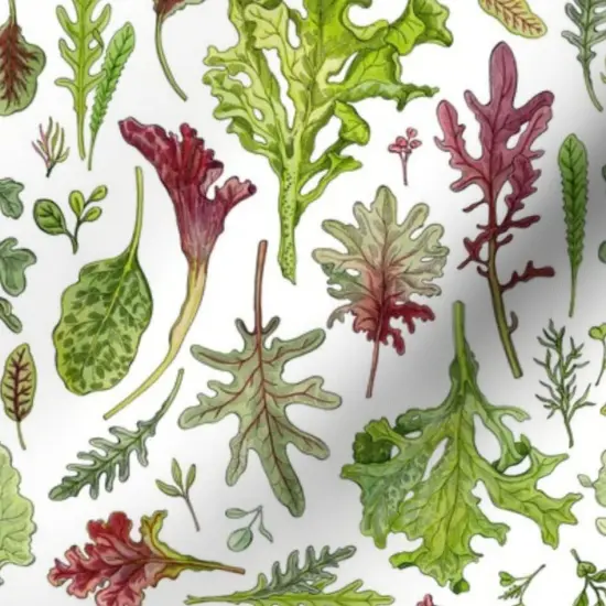 Various Fabrics by the Yard or Fat Quarter Microgreens Lettuce Leaves Spinach Salad Kitchen Picnic Custom Printed Fabric by Spoonflower {7}