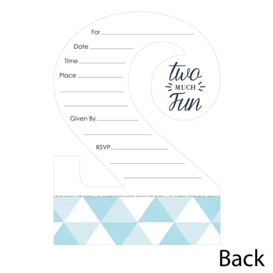 Big Dot of Happiness 2nd Birthday Boy - Too Much Fun - Shaped Fill-in Invitations - Second Birthday Party Invitation Cards with Envelopes - Set of 12 {6}