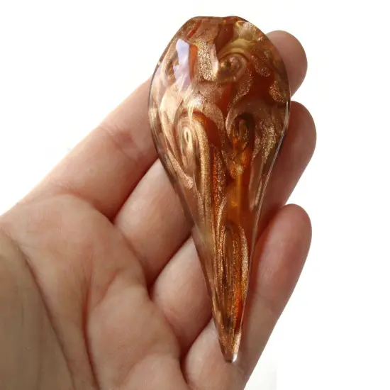 72mm Brown Foil Glass Drip Pendant {2}