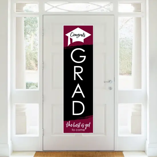 Big Dot of Happiness Maroon Graduation Party Door Decoration - Vertical Banner {3}
