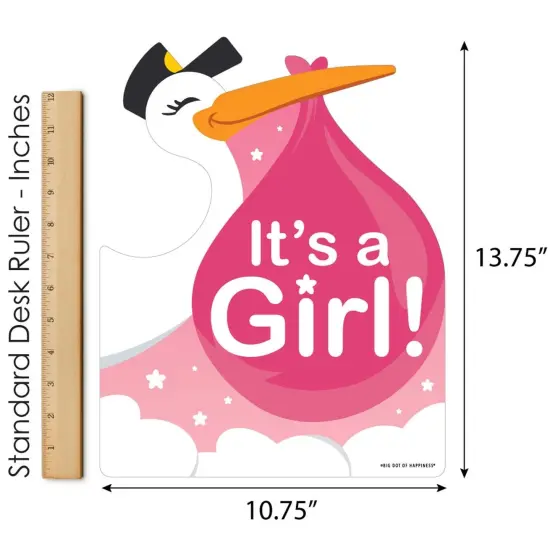 Big Dot of Happiness Girl Special Delivery - Outdoor Lawn Sign - It's a Girl Stork Baby Shower Yard Sign - 1 Piece {6}